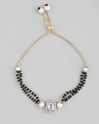 VOJ Rectangle Shaped And AD Stone Silver Plated Mangalsutra bracelet
