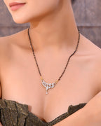 VOJ Silver-Plated AD Stone And Beaded Mangalsutra