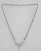 VOJ Silver-Plated AD Stone And Beaded Mangalsutra