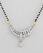 VOJ Silver-Plated AD Stone And Beaded Mangalsutra