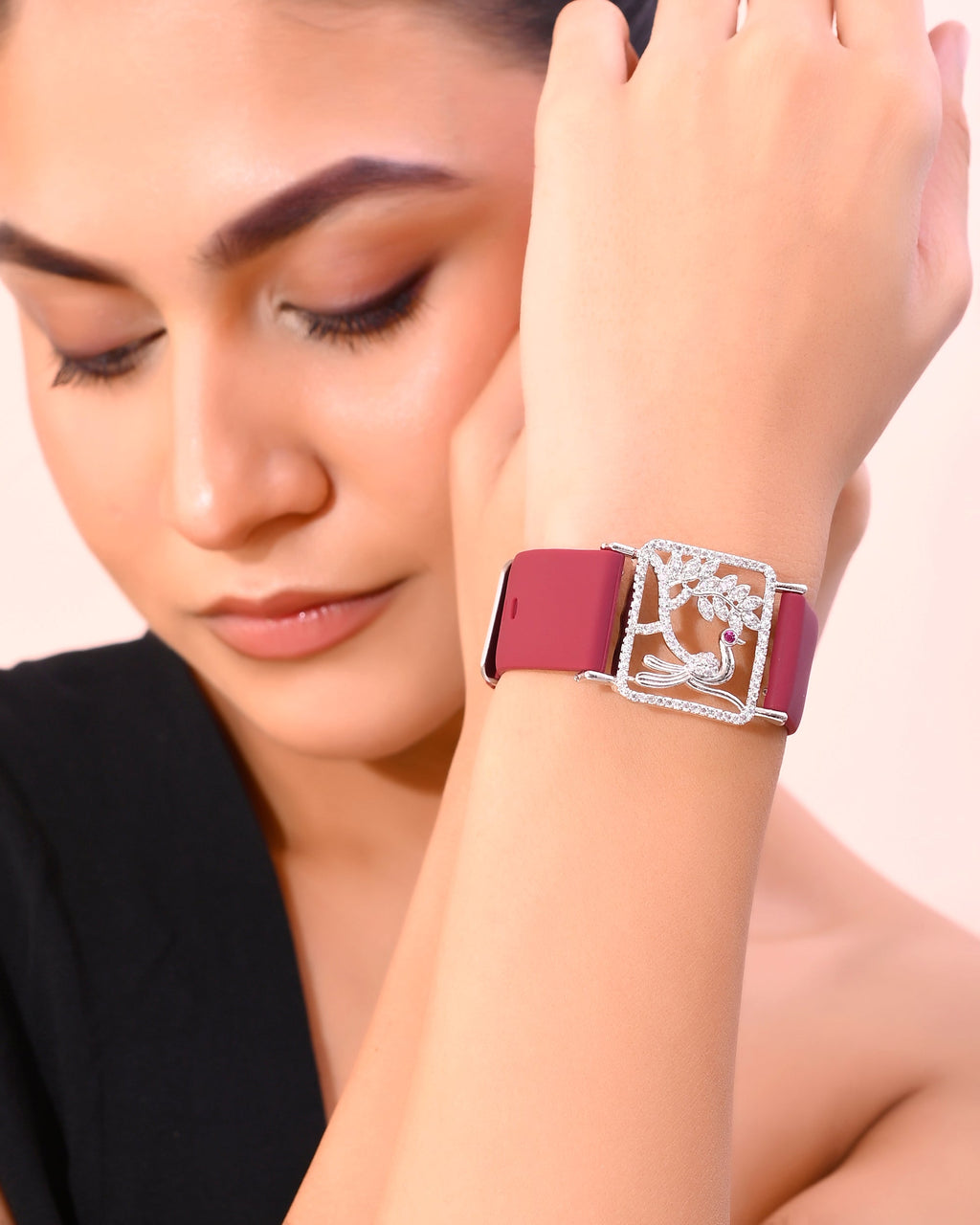 VOJ Silver Plated AD Stone Studded Belt Bracelet | Grab2Buy