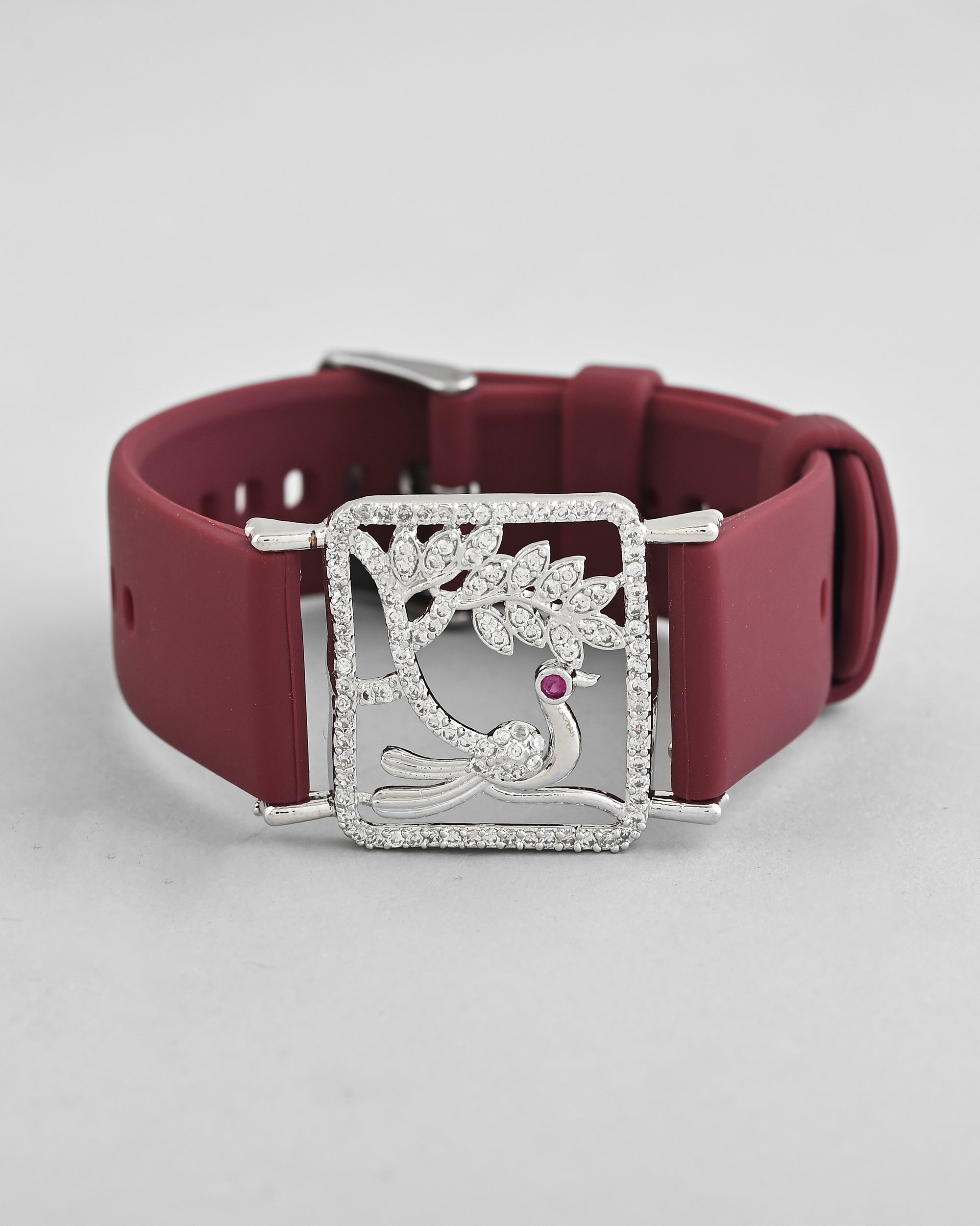 VOJ Silver Plated AD Stone Studded Belt Bracelet | Grab2Buy