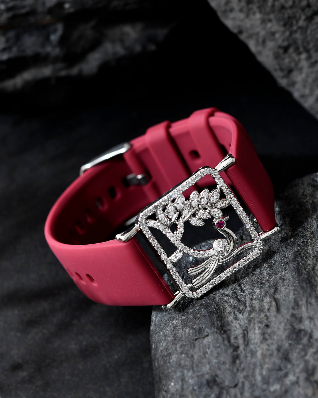 VOJ Silver Plated AD Stone Studded Belt Bracelet | Grab2Buy