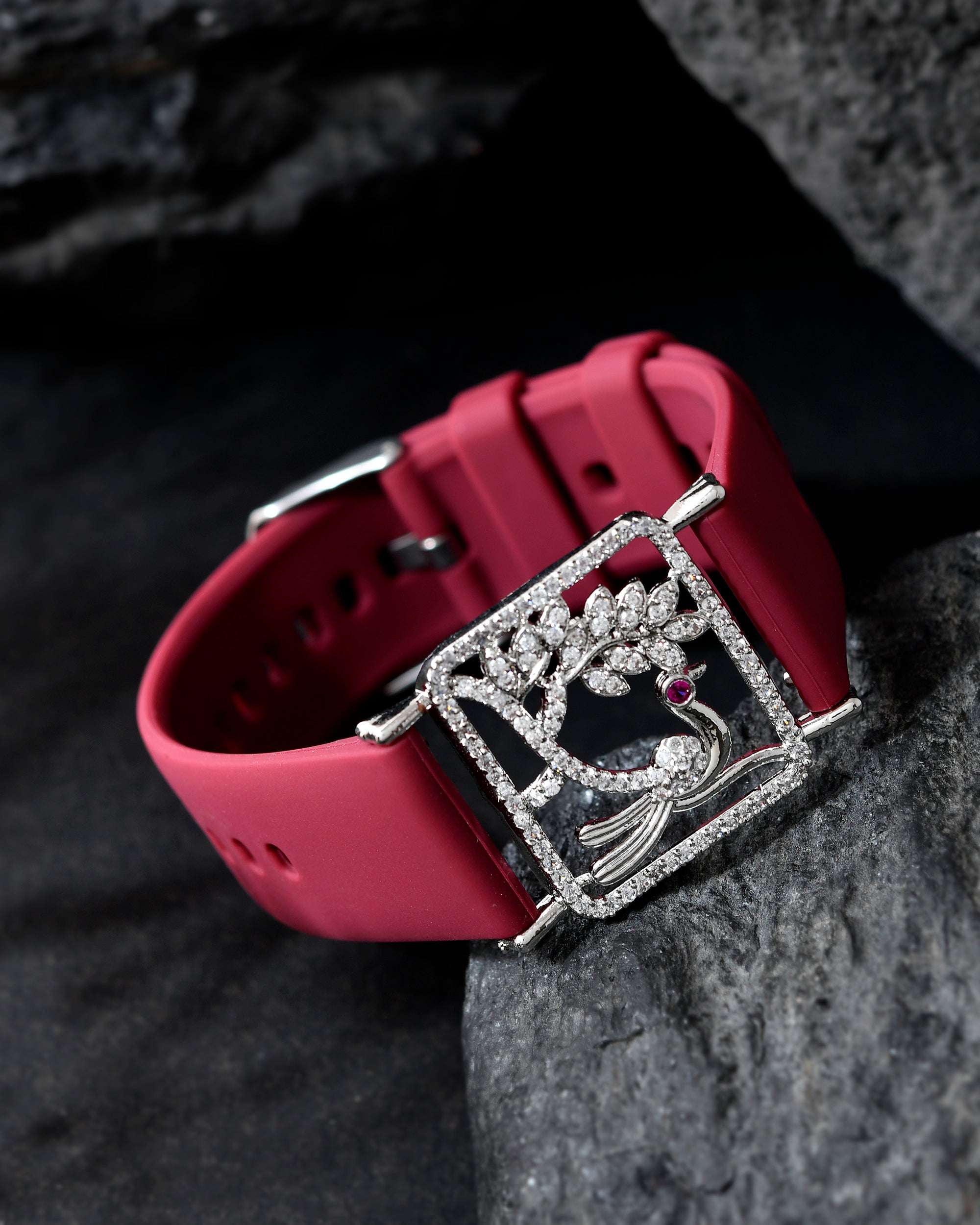 VOJ Silver Plated AD Stone Studded Belt Bracelet | Grab2Buy