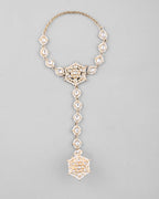 VOJ Gold-Polished Pearl And Kundan Ring Bracelet