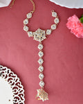 VOJ Gold-Polished Pearl And Kundan Ring Bracelet