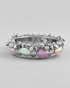 VOJ Silver-Plated Multi Colour Stone Studded Oxidized Cuff Bracelet | Grab2Buy