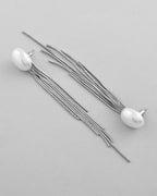 VOJ Silver-Plated Handcrafted Pearl Studded Classic Drop Earrings | Grab2Buy