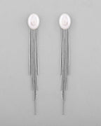 VOJ Silver-Plated Handcrafted Pearl Studded Classic Drop Earrings | Grab2Buy