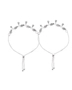 VOJ Set of 2 Silver Plated Bird And Rose Shaped Anklet