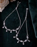 VOJ Set of 2 Silver Plated Bird And Rose Shaped Anklet