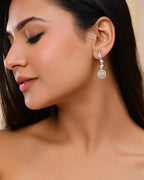 VOJ Silver Plated Pink And Ad Stone Studded Drop Earrings | Grab2Buy