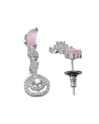 VOJ Silver Plated Pink And Ad Stone Studded Drop Earrings | Grab2Buy