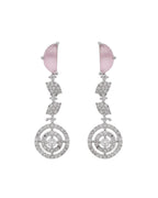 VOJ Silver Plated Pink And Ad Stone Studded Drop Earrings | Grab2Buy