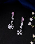 VOJ Silver Plated Pink And Ad Stone Studded Drop Earrings | Grab2Buy