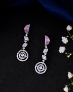 VOJ Silver Plated Pink And Ad Stone Studded Drop Earrings | Grab2Buy