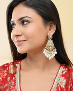 VOJ Gold-Polished Kundan Studded Contemporary Earrings | Grab2Buy