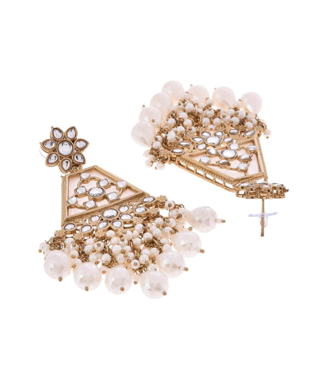 VOJ Gold-Polished Kundan Studded Contemporary Earrings | Grab2Buy