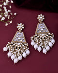 VOJ Gold-Polished Kundan Studded Contemporary Earrings | Grab2Buy