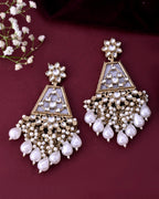 VOJ Gold-Polished Kundan Studded Contemporary Earrings | Grab2Buy