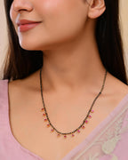 VOJ Gold-Polished Ad Studded Drop Shaped Mangalsutra