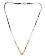 VOJ Gold-Polished Ad Studded Heart Shaped Mangalsutra