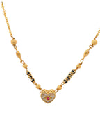 VOJ Gold-Polished Ad Studded Heart Shaped Mangalsutra