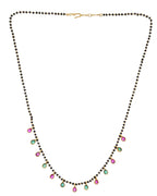 VOJ Gold-Polished Ad Studded Drop Shaped Mangalsutra