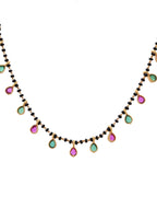VOJ Gold-Polished Ad Studded Drop Shaped Mangalsutra