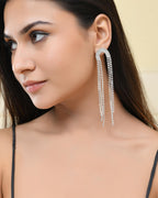 VOJ Silver-Plated Crystals Stone Studded Contemporary Drop Earrings | Grab2Buy