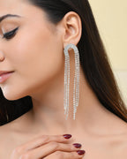 VOJ Silver-Plated Crystals Stone Studded Contemporary Drop Earrings | Grab2Buy