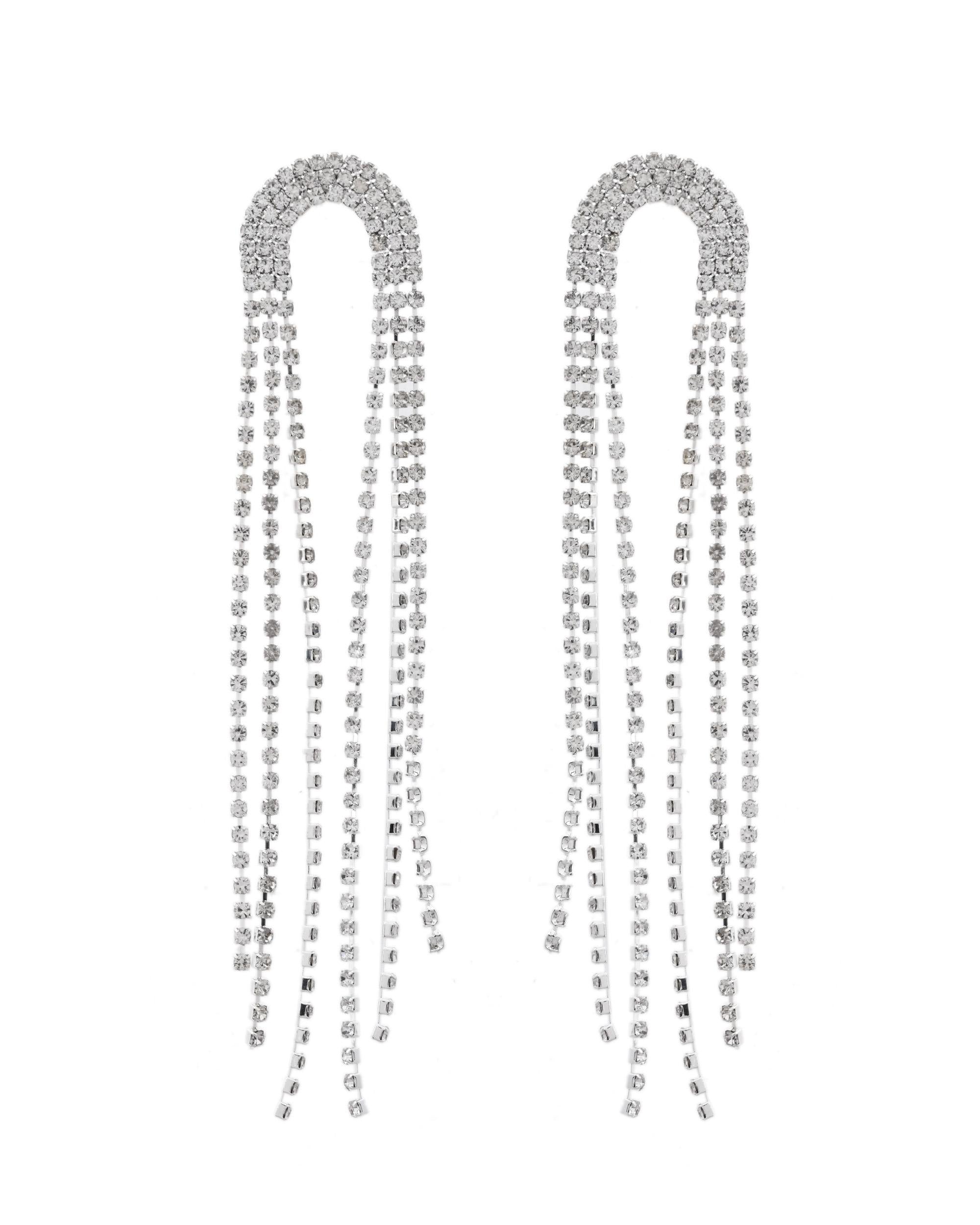 VOJ Silver-Plated Crystals Stone Studded Contemporary Drop Earrings | Grab2Buy