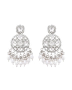 VOJ Silver Plated Stone Studded Crescent Shaped Earrings | Grab2Buy