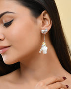 VOJ Silver Plated Bow Drop Earrings | Grab2Buy