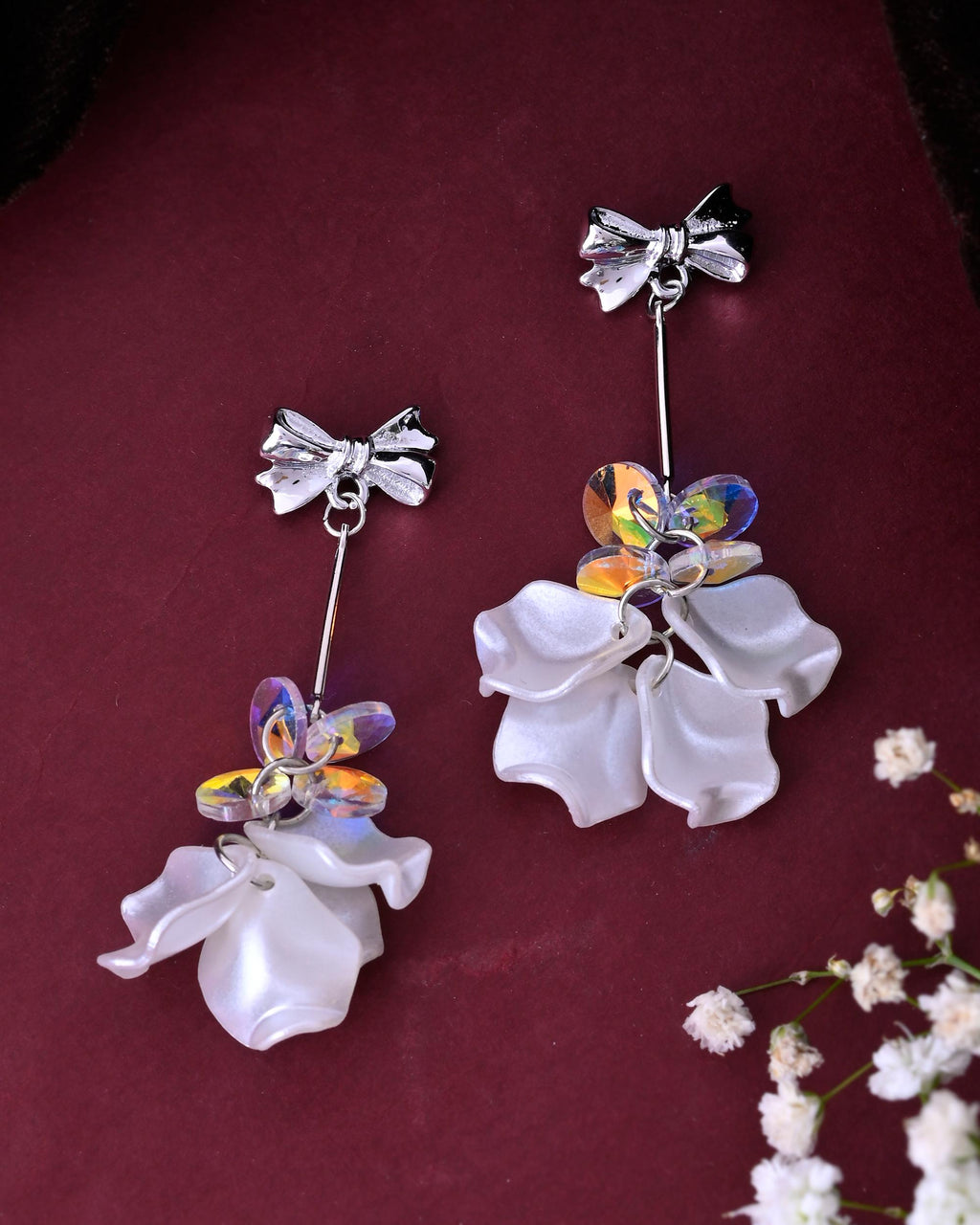 VOJ Silver Plated Bow Drop Earrings | Grab2Buy