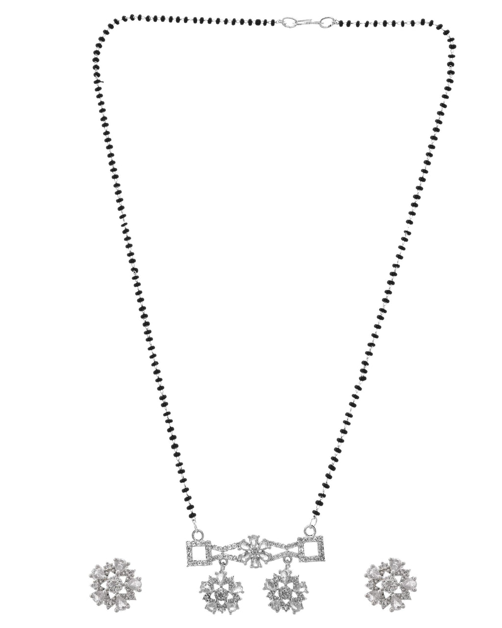 VOJ Silver Plated Ad Stone Studded Designer Mangalsutra Set