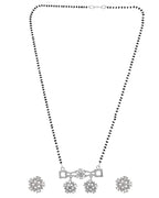 VOJ Silver Plated Ad Stone Studded Designer Mangalsutra Set