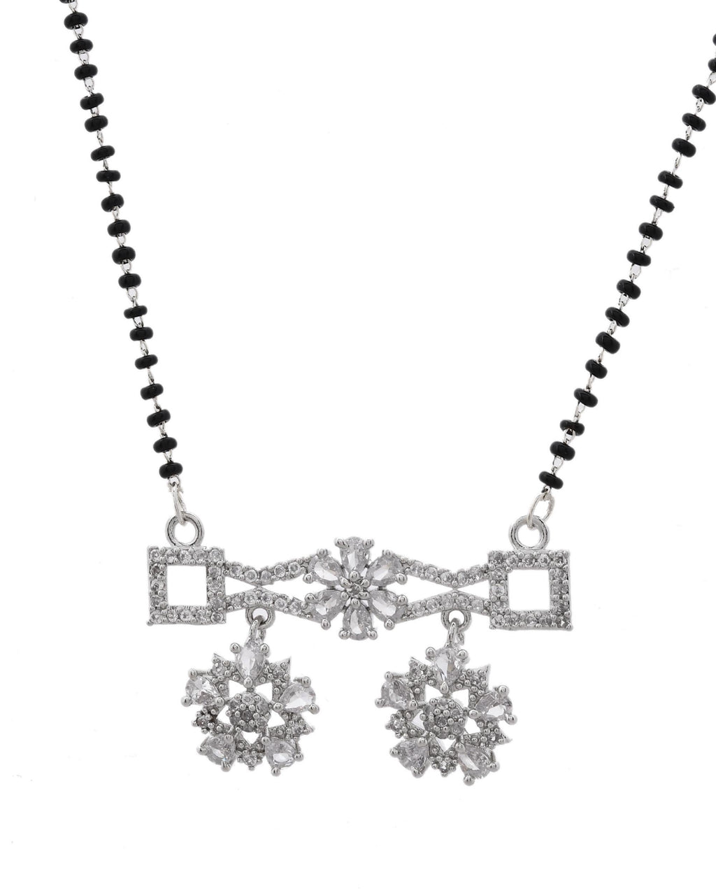 VOJ Silver Plated Ad Stone Studded Designer Mangalsutra Set