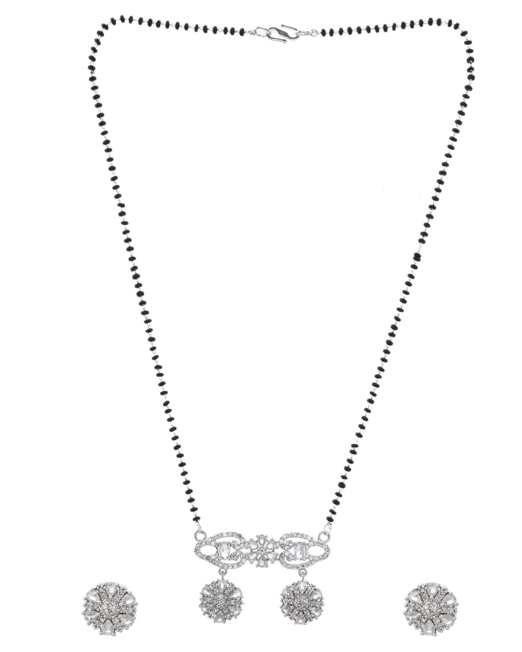 VOJ Silver Plated Ad Stone Studded Designer Mangalsutra Set