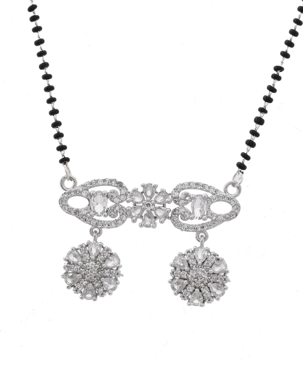 VOJ Silver Plated Ad Stone Studded Designer Mangalsutra Set