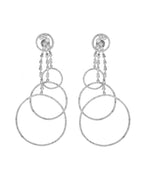 VOJ Silver Plated Ad Stone Studded Crescent Shaped Long Drop Earrings | Grab2Buy