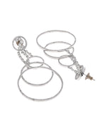 VOJ Silver Plated Ad Stone Studded Crescent Shaped Long Drop Earrings | Grab2Buy