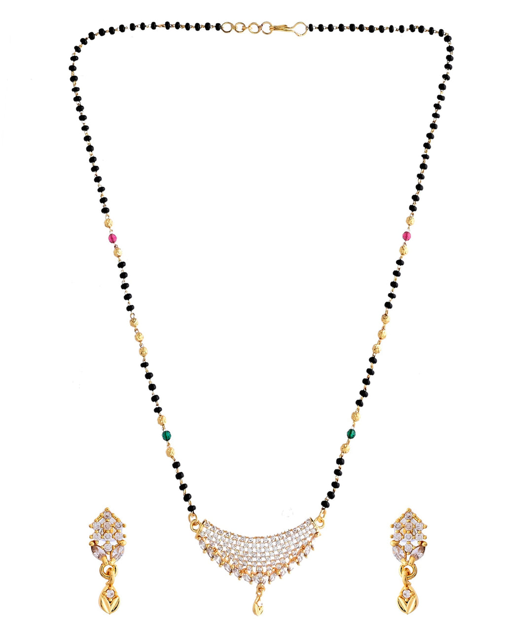 VOJ Gold-Polished AD Stone Studded MangalSutra Set