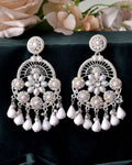 VOJ Elegent White Ethnic Chandbali Earrings With Pearl And Stone Earrings | Grab2Buy