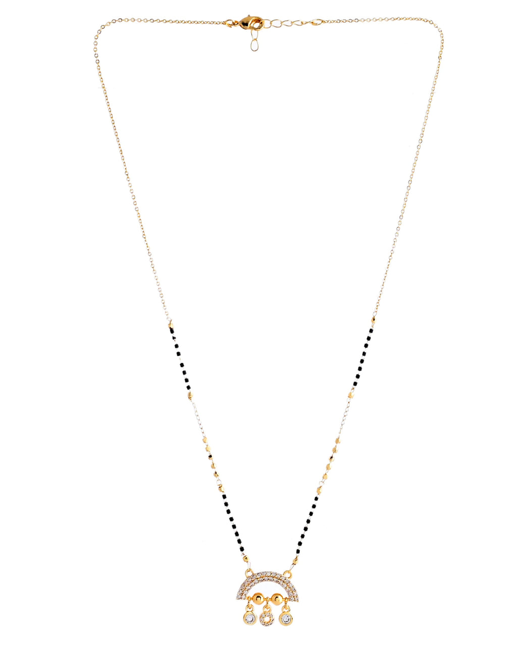 VOJ Gold-Polished AD Studded Half Done Shape Mangalsutra | Grab2Buy