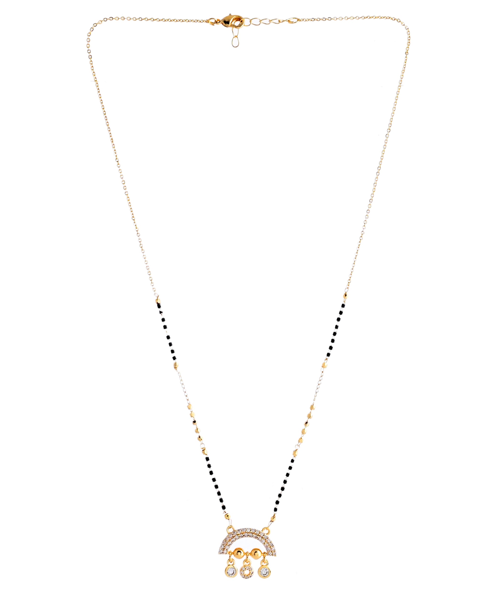 VOJ Gold-Polished AD Studded Half Done Shape Mangalsutra | Grab2Buy