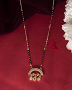 VOJ Gold-Polished AD Studded Half Done Shape Mangalsutra | Grab2Buy