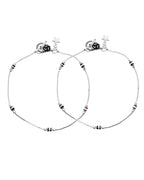 VOJ Set of 2 Silver Plated Elegent Anklet