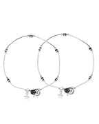 VOJ Set of 2 Silver Plated Elegent Anklet