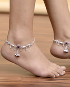 VOJ Set of 2 Silver Plated With Beads Anklet | Grab2Buy